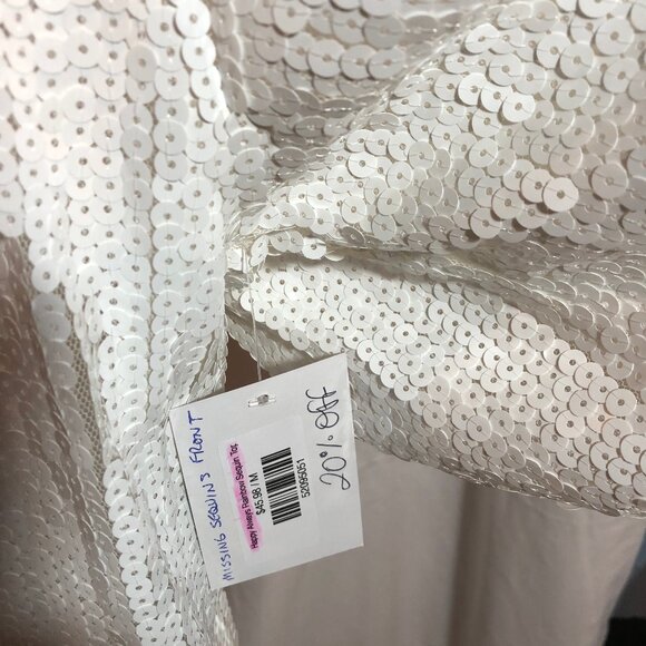 NWT Mainstray MEDIUM HAPPY ALWAYS White Sequin Crop Top 23.5" Pit to Pit - Picture 3 of 7